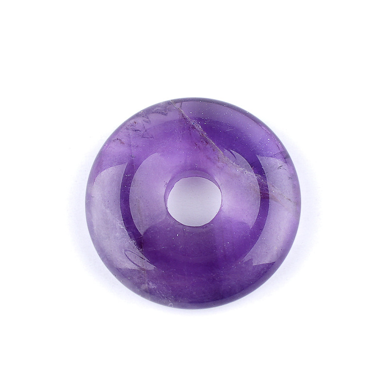 Natural Gemstone Donut Pendant Large Hole Round Peace Buckle Crystal Necklace DIY Charm26022107