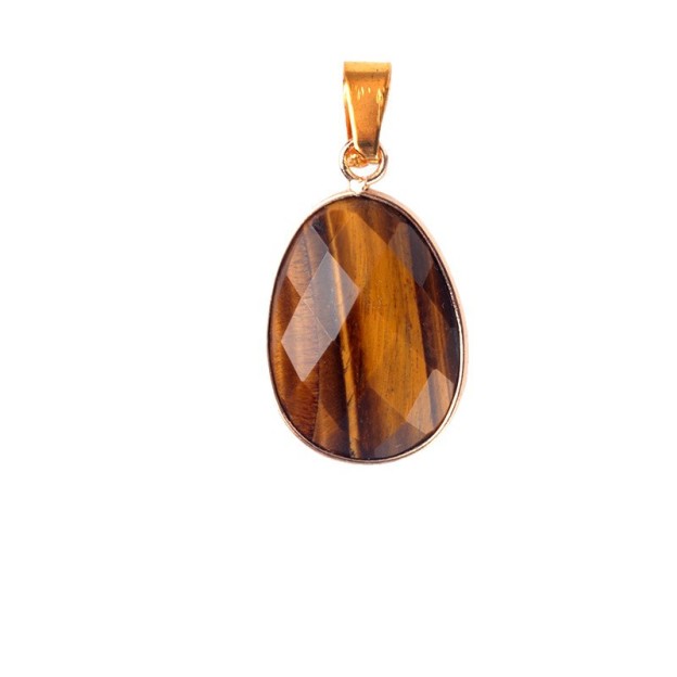 Natural Crystal Faceted Oval Pendant, Copper Wrapped Single Hole Gemstone Charm for DIY Necklace Making and Elegant Jewelry Styling