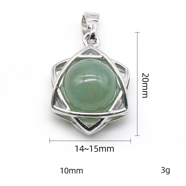 Natural Crystal Hexagram Pendant, Star Cage Gemstone Charm with Round Stone Bead for DIY Bracelet, Necklace Making and Handmade Jewelry Accessories