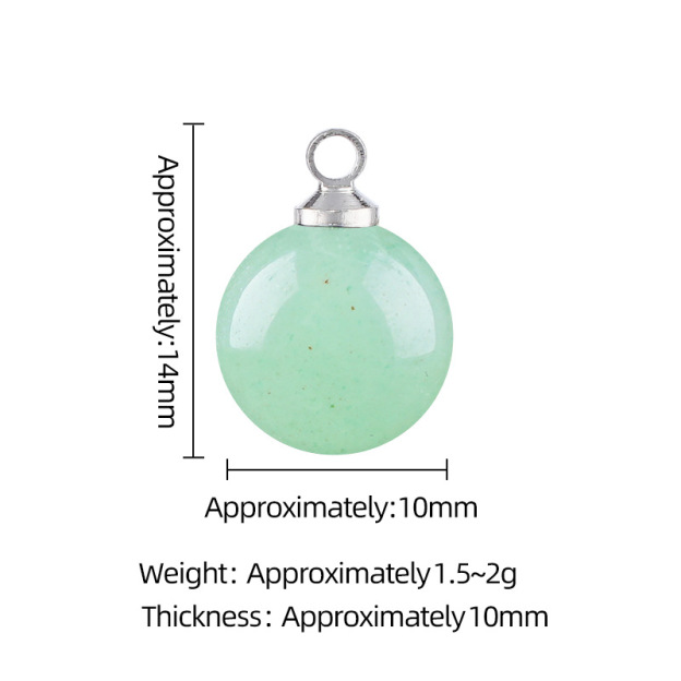 Natural Stone Round Ball Pendant Charm, 10mm Sphere Pendant for DIY Necklace Bracelet Earrings Craft Accessories
