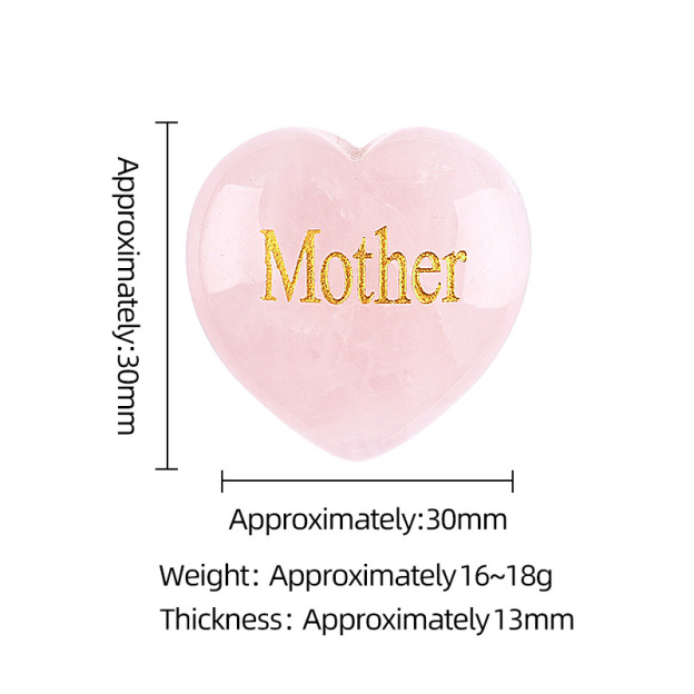 Natural Pink Stone Heart Keepsake with Family Words Engraving, Mother Father Aunt Grandmother Inspirational Gift Decoration