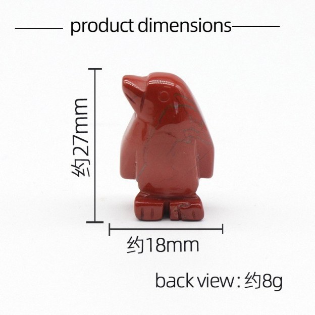 Natural Rose Quartz Penguin Figurine Set, Hand Carved Stone Couple Penguins with Gift Box and Message Card