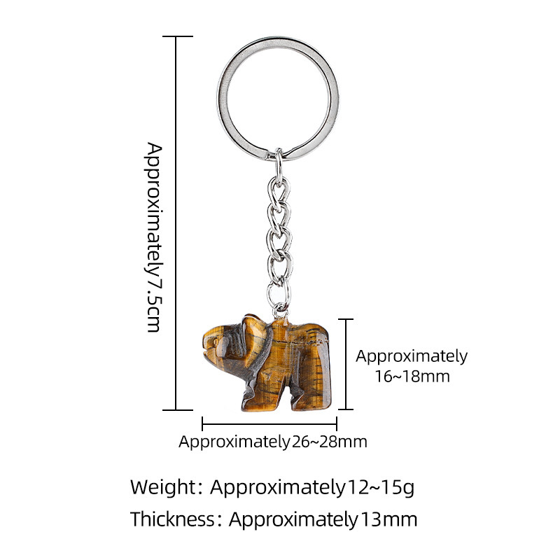 Natural Stone Polar Bear Keychain Animal Shape Hand Carved Bag Pendant Creative Cute Bear Key Ring Gift Accessory