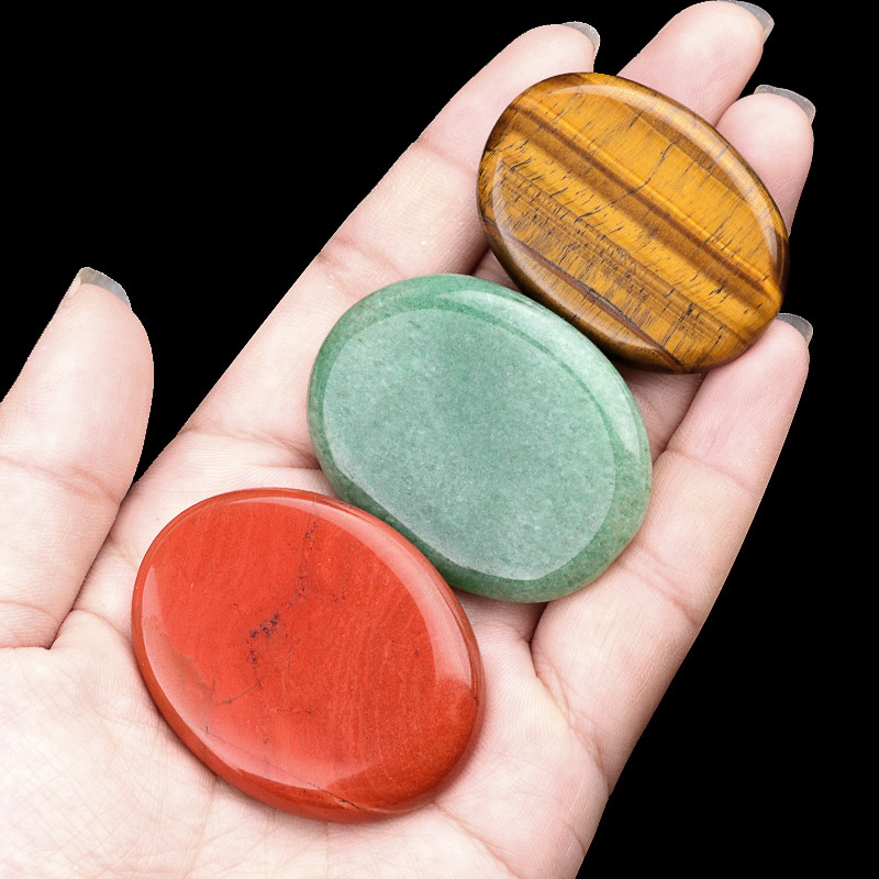 Natural Stone Oval Worry Thumb Stone Palm Relaxation Massage Pocket Stone Smooth Polished Oval Comfort Stone