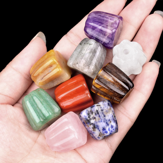 Natural Crystal Flower Incense Holder, Carved Agate Stone Stick Incense Base Mini Aromatherapy Holder Decorative Crystal Burner Ornament