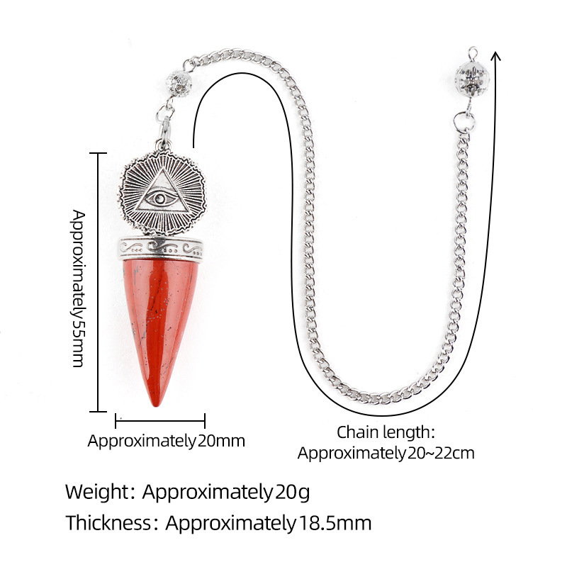 Natural Gemstone Pendulum Pendant Pointed Dowsing Tool Meditation Chain Adjustable Divination Crystal Charm26022101