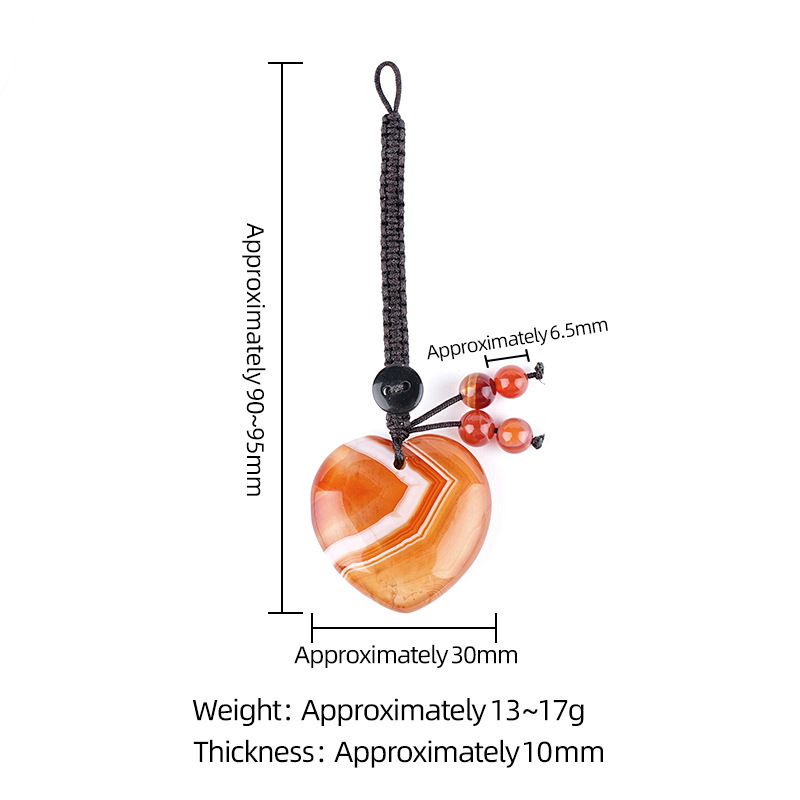 Natural Stone Heart Keychain Pendant, Handwoven Crystal Heart Bag Charm for Keys, DIY Jewelry, Gift Decoration or Wholesale Supply