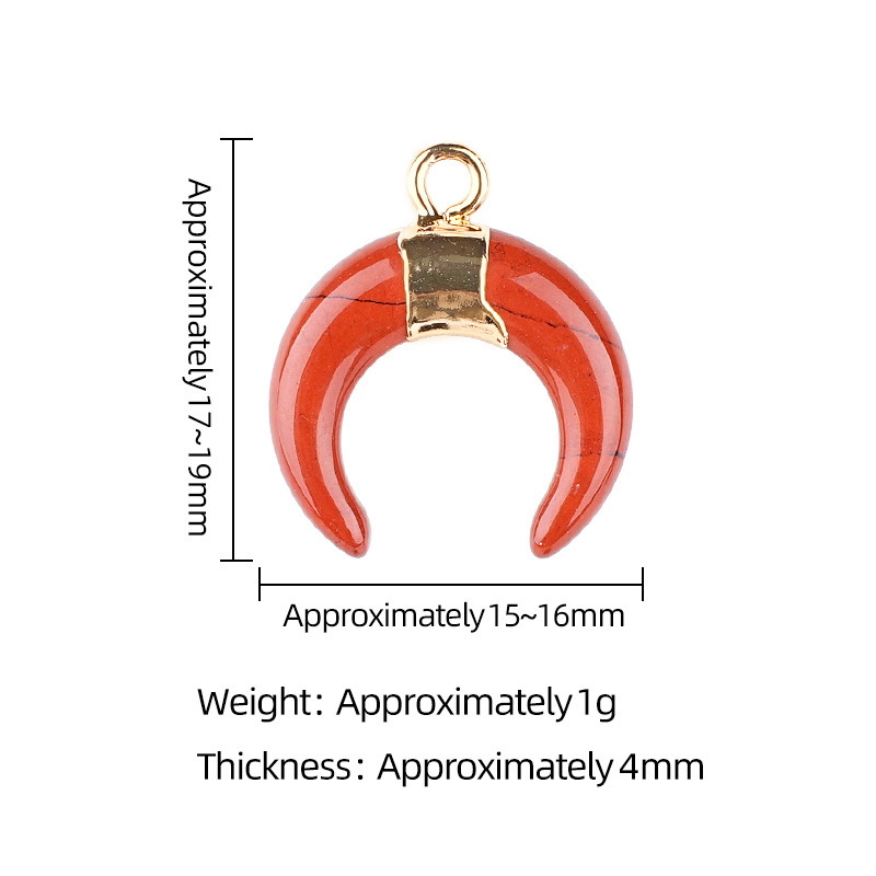 Natural Stone Crescent Moon Pendant Necklace Handcrafted with Adjustable Rope