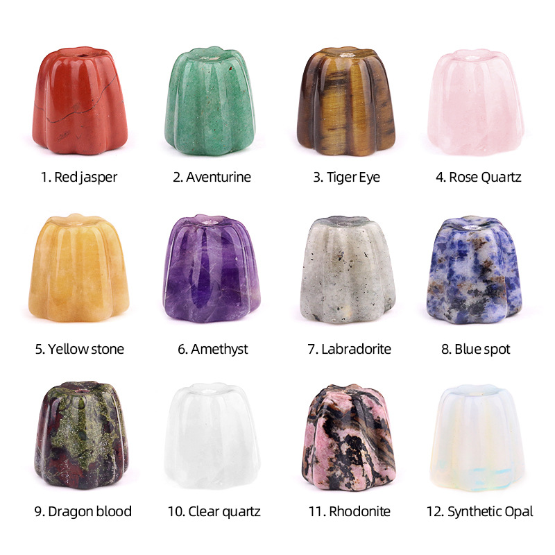 Natural Crystal Flower Incense Holder, Carved Agate Stone Stick Incense Base Mini Aromatherapy Holder Decorative Crystal Burner Ornament