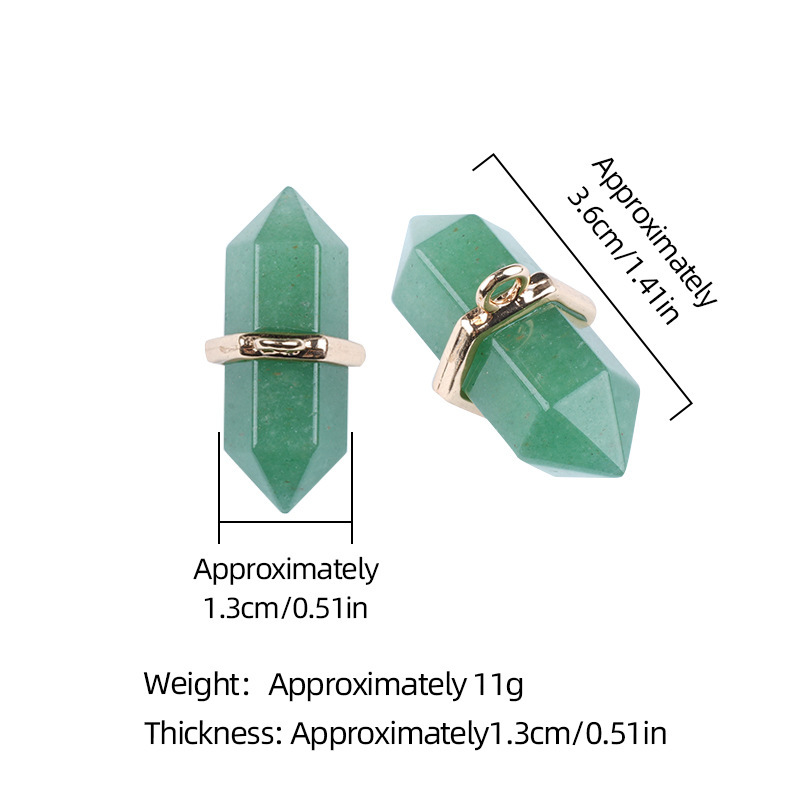 Natural Crystal Double Point Pendant Hexagonal Column Stone Charm 13×36mm DIY Necklace Jewelry Accessory
