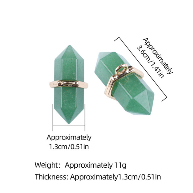 Natural Crystal Double Point Pendant Hexagonal Column Stone Charm 13×36mm DIY Necklace Jewelry Accessory