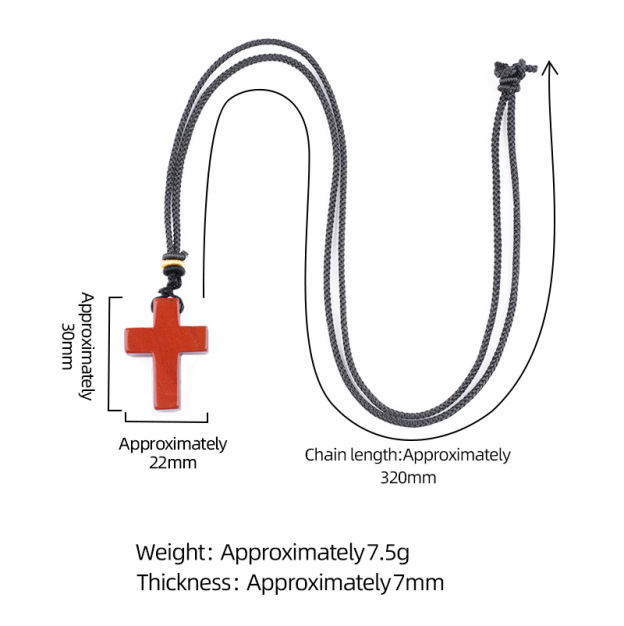 Natural Stone Cross Pendant Necklace, Horizontal Hole Cross Charm Jewelry, Adjustable Rope Necklace, Easter Gift Jewelry Accessory