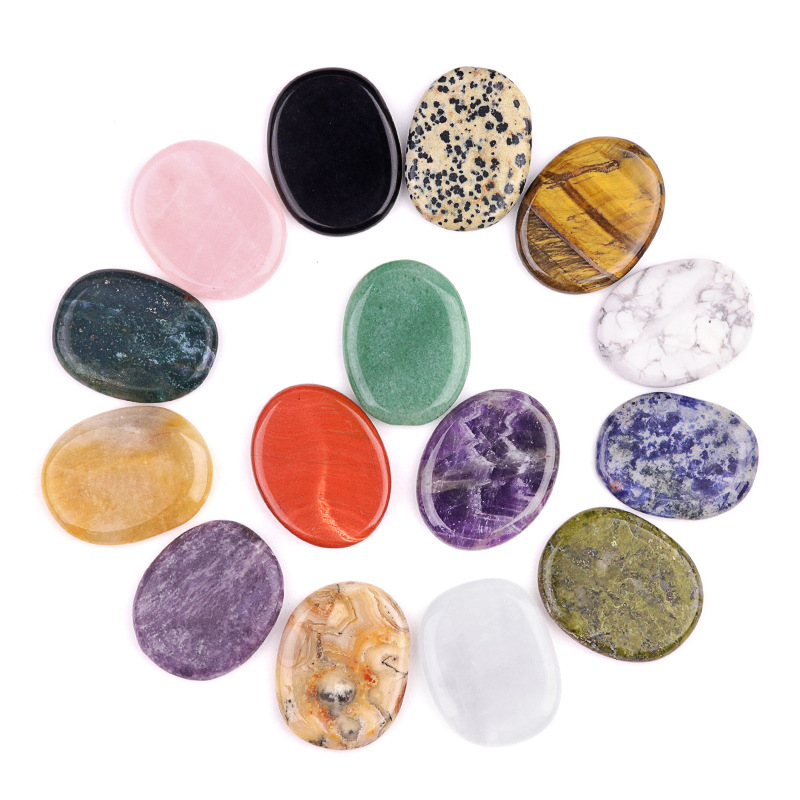 Natural Stone Oval Worry Thumb Stone Palm Relaxation Massage Pocket Stone Smooth Polished Oval Comfort Stone
