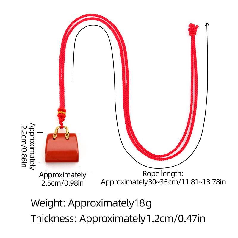 Natural Crystal Handbag Shape Pendant, Agate Stone Mini Bag Ornament Woven Rope Sweater Chain Accessory, Multi Material Decorative Pendant