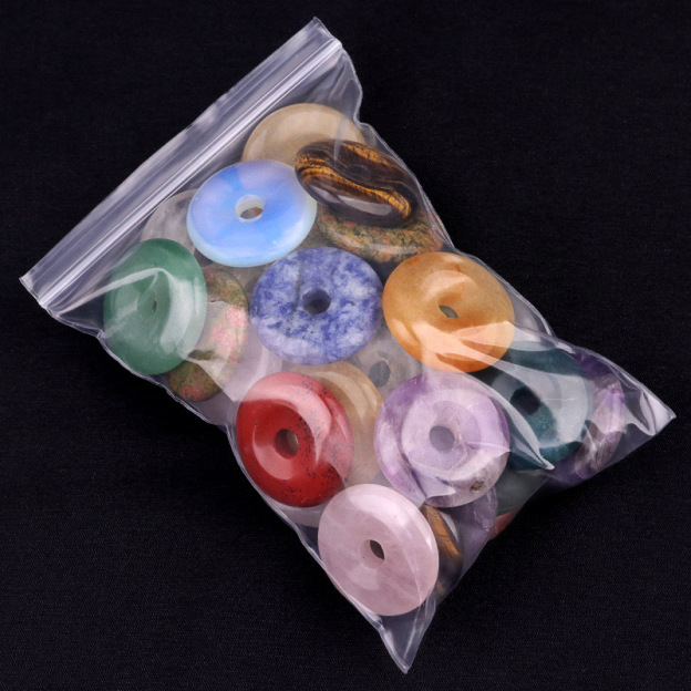 Natural Stone Donut Circle Pendant DIY Necklace Charm Round Large Hole Amulet Style Smooth Polished Minimalist Fashion Accessory