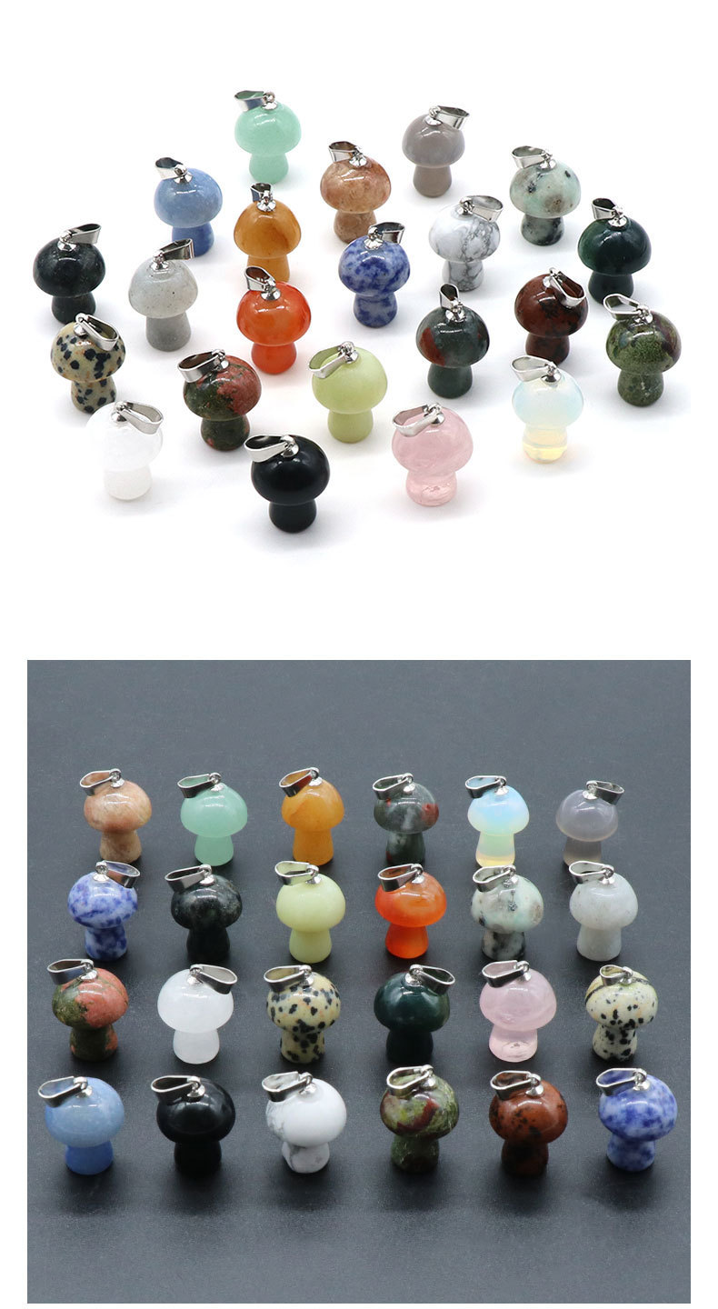 Natural Crystal Mushroom Pendant, Small Stone Mushroom Charm for DIY Necklace, Keychain, Jewelry Making and Cute Everyday Accessories