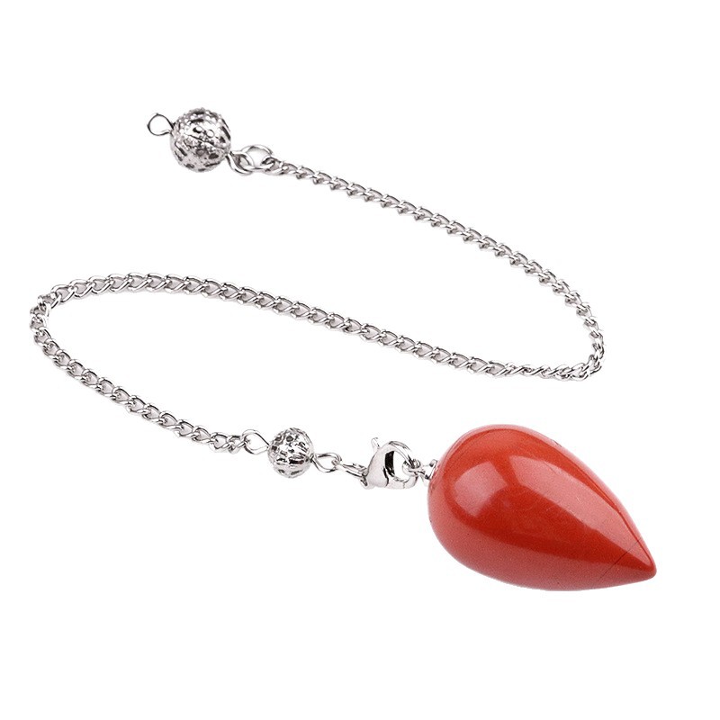 Natural Crystal Teardrop Pendulum Pendant Necklace Stone Dowsing Charm with Chain Jewelry Accessory 20260211-01