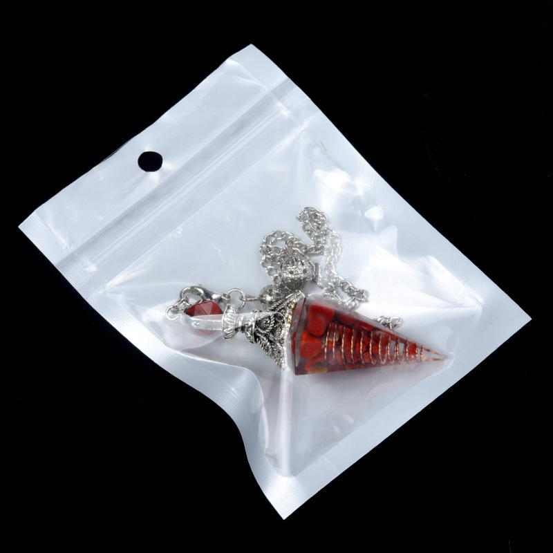 Resin Crystal Chip Pendulum Necklace Silver Chain Hexagonal Cone Stone Dowsing Pendant Jewelry Accessory 20260210