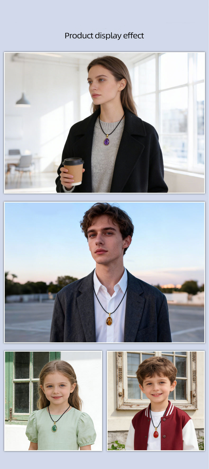 Elegant Oval-Shaped Crystal Pendant with Double Facet Copper Edge Necklace for Fashion