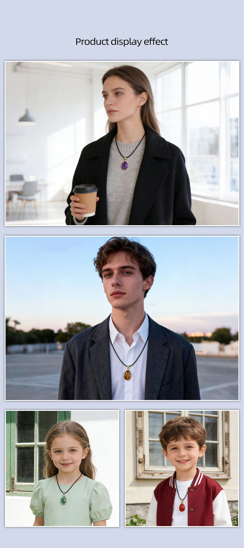 Elegant Oval-Shaped Crystal Pendant with Double Facet Copper Edge Necklace for Fashion