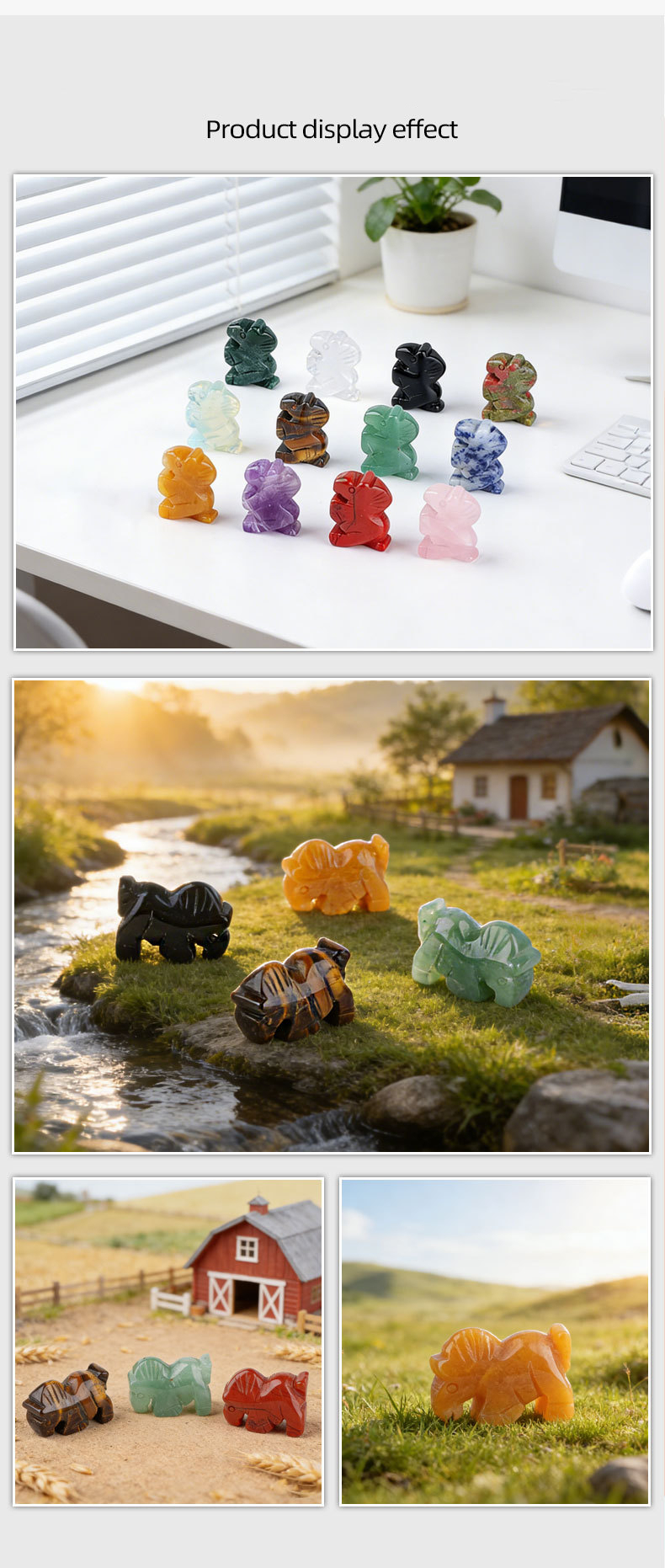 Natural Stone Horse Figurine Mini Animal Carving Decorative Table Ornament Small Horse Sculpture Home Desk Decor