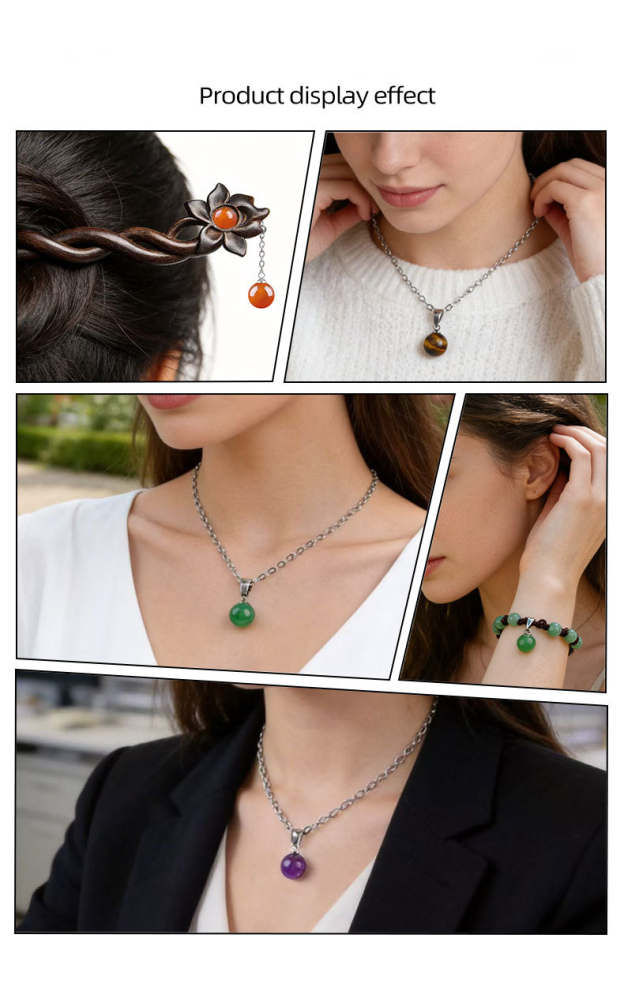 Natural Stone Round Ball Pendant Charm, 10mm Sphere Pendant for DIY Necklace Bracelet Earrings Craft Accessories