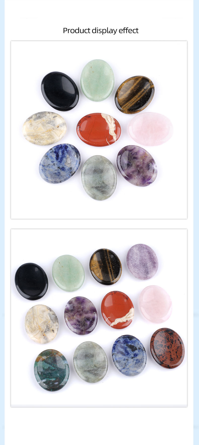 Natural Crystal Thumb Stone Oval Palm Worry Stone Gua Sha Massage Gemstone 35x45mm26022106