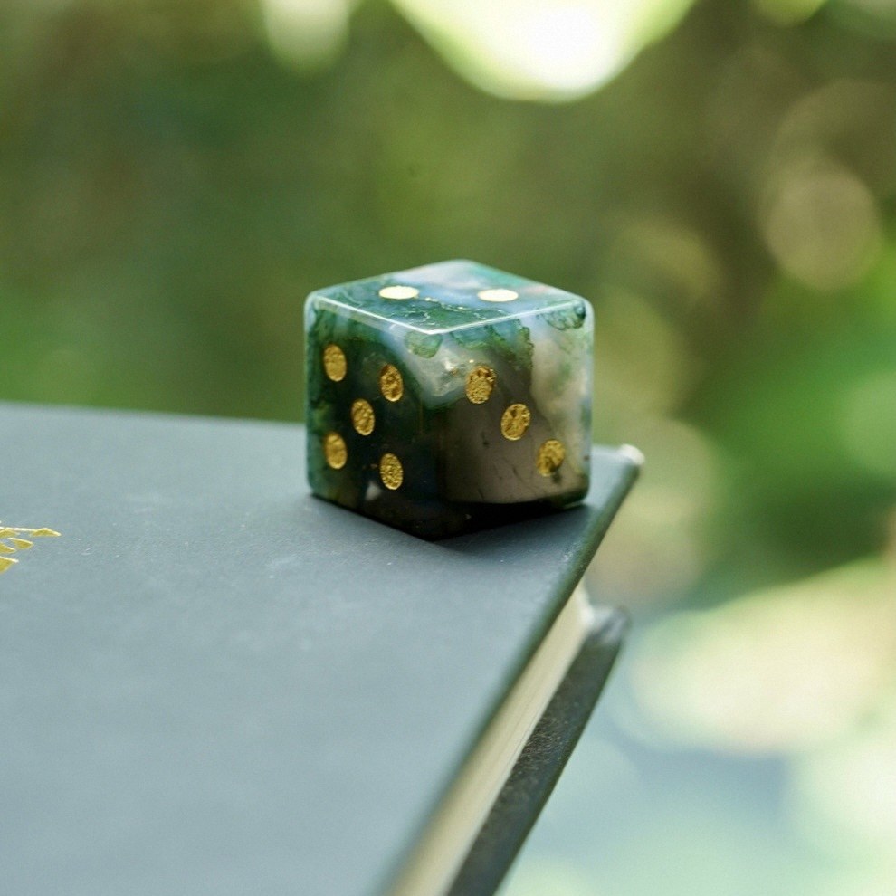 Semi-Precious Crystal Dice, Engraved Gemstone Dice Available as Single Pieces or Display Sets