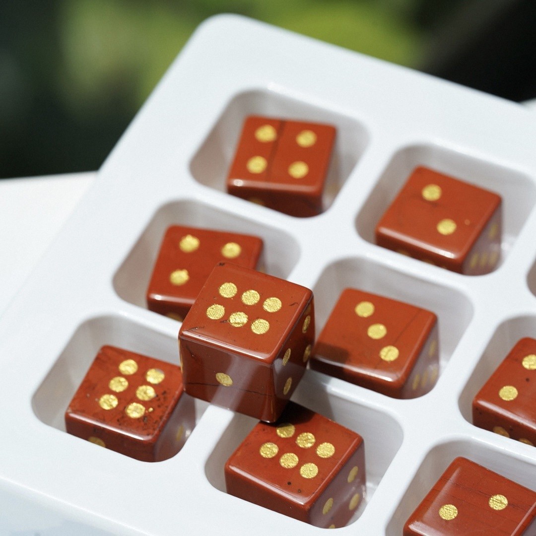 Semi-Precious Crystal Dice, Engraved Gemstone Dice Available as Single Pieces or Display Sets