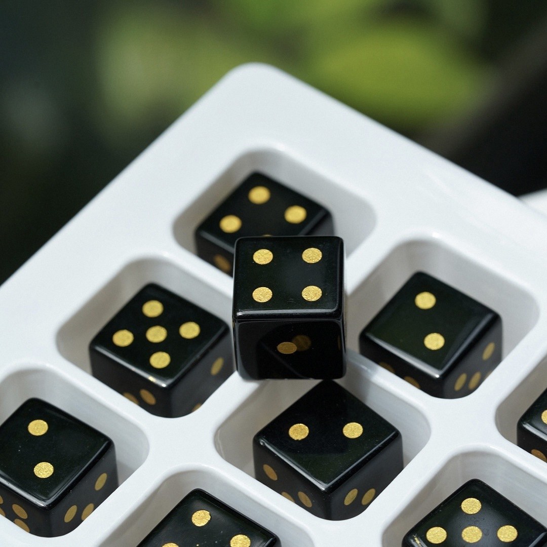 Semi-Precious Crystal Dice, Engraved Gemstone Dice Available as Single Pieces or Display Sets