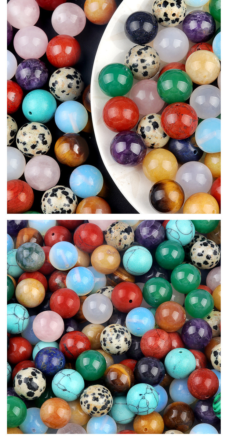 Natural Stone Half Drilled Round Beads, 12mm Crystal Agate Semi Hole Loose Beads for DIY Earrings Stud Jewelry Making and Inlay Accessories