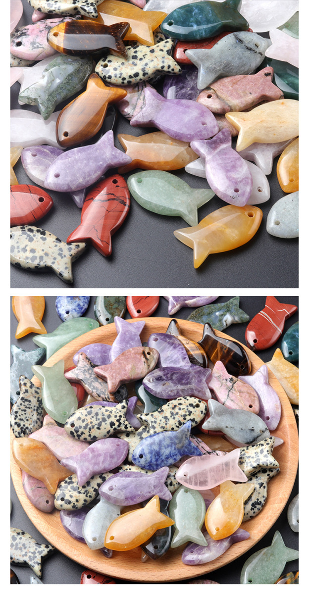 Natural Crystal Fish Pendant, Small Agate Animal Charm for DIY Necklace, Bag Charm, Keychain Accessory and Handmade Jewelry Making