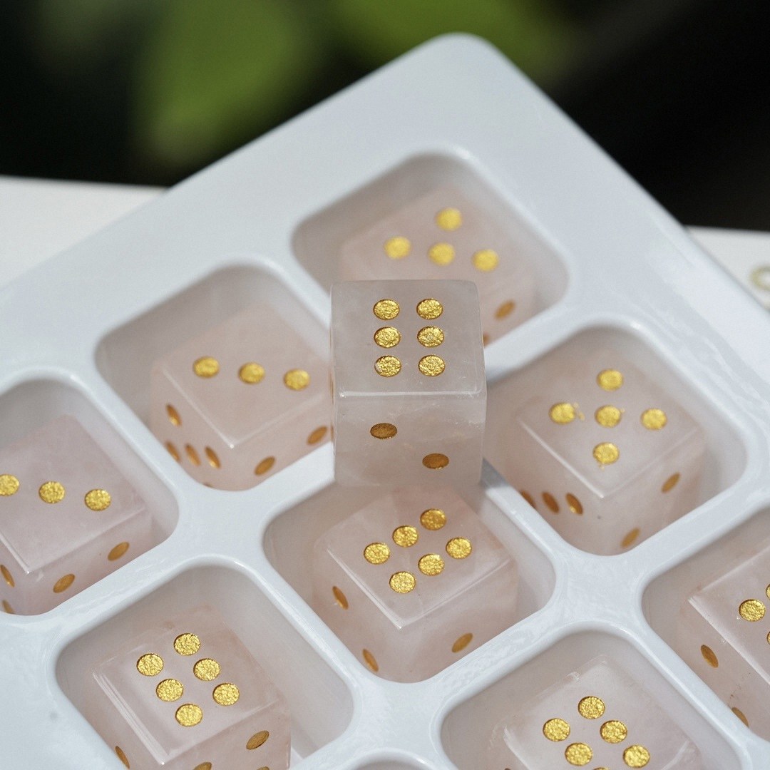 Semi-Precious Crystal Dice, Engraved Gemstone Dice Available as Single Pieces or Display Sets