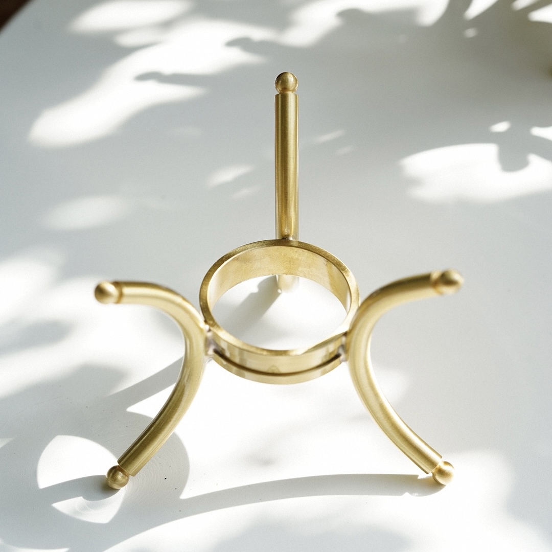 Solid Brass Crystal Sphere Stand | Reversible Display Base for Stone Balls