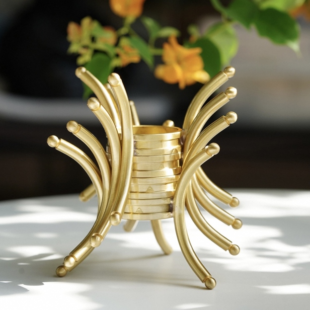 Solid Brass Crystal Sphere Stand, Reversible Display Base for Stone Balls, Tabletop Decor Holder for DIY & Wholesale