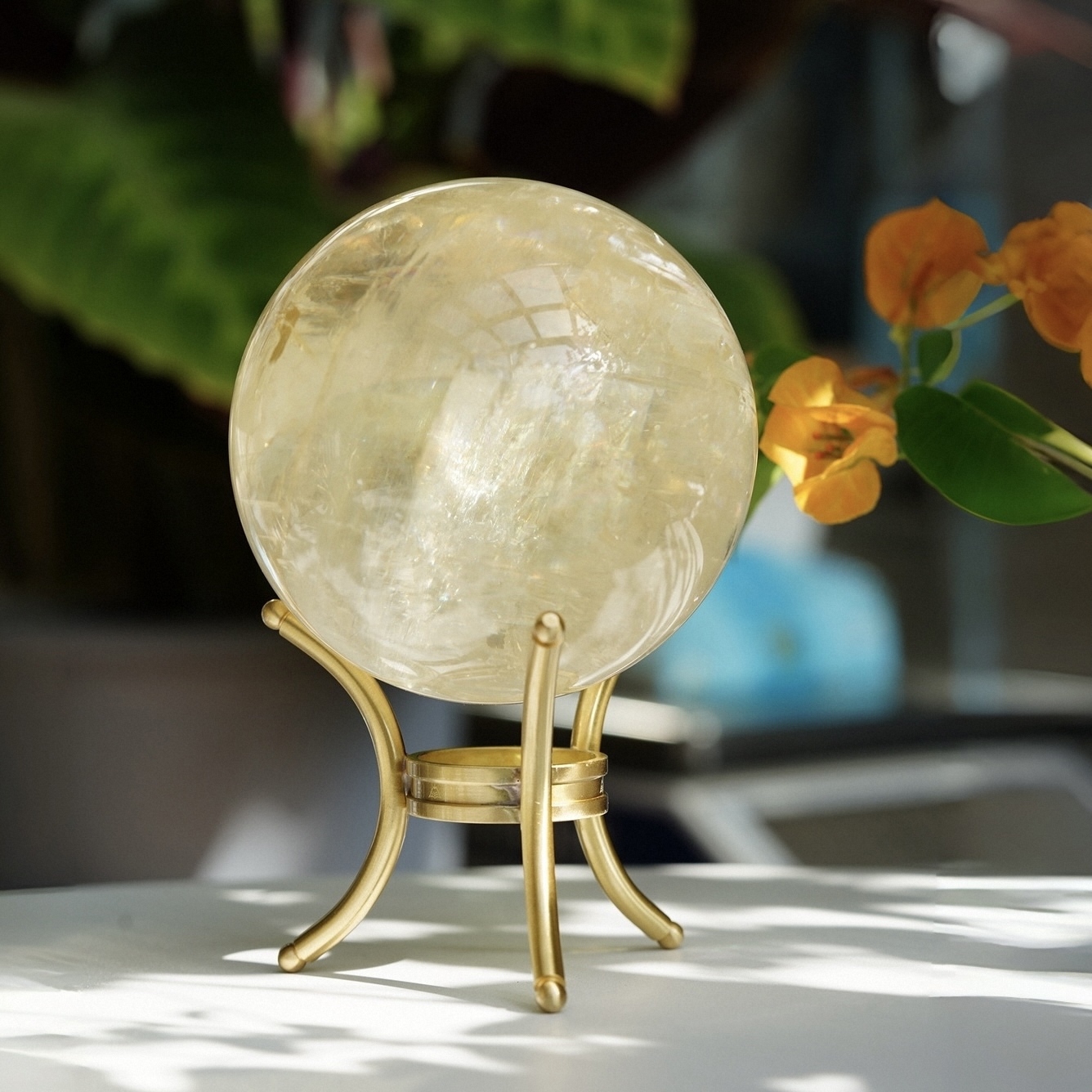 Solid Brass Crystal Sphere Stand, Reversible Display Base for Stone Balls, Tabletop Decor Holder for DIY & Wholesale