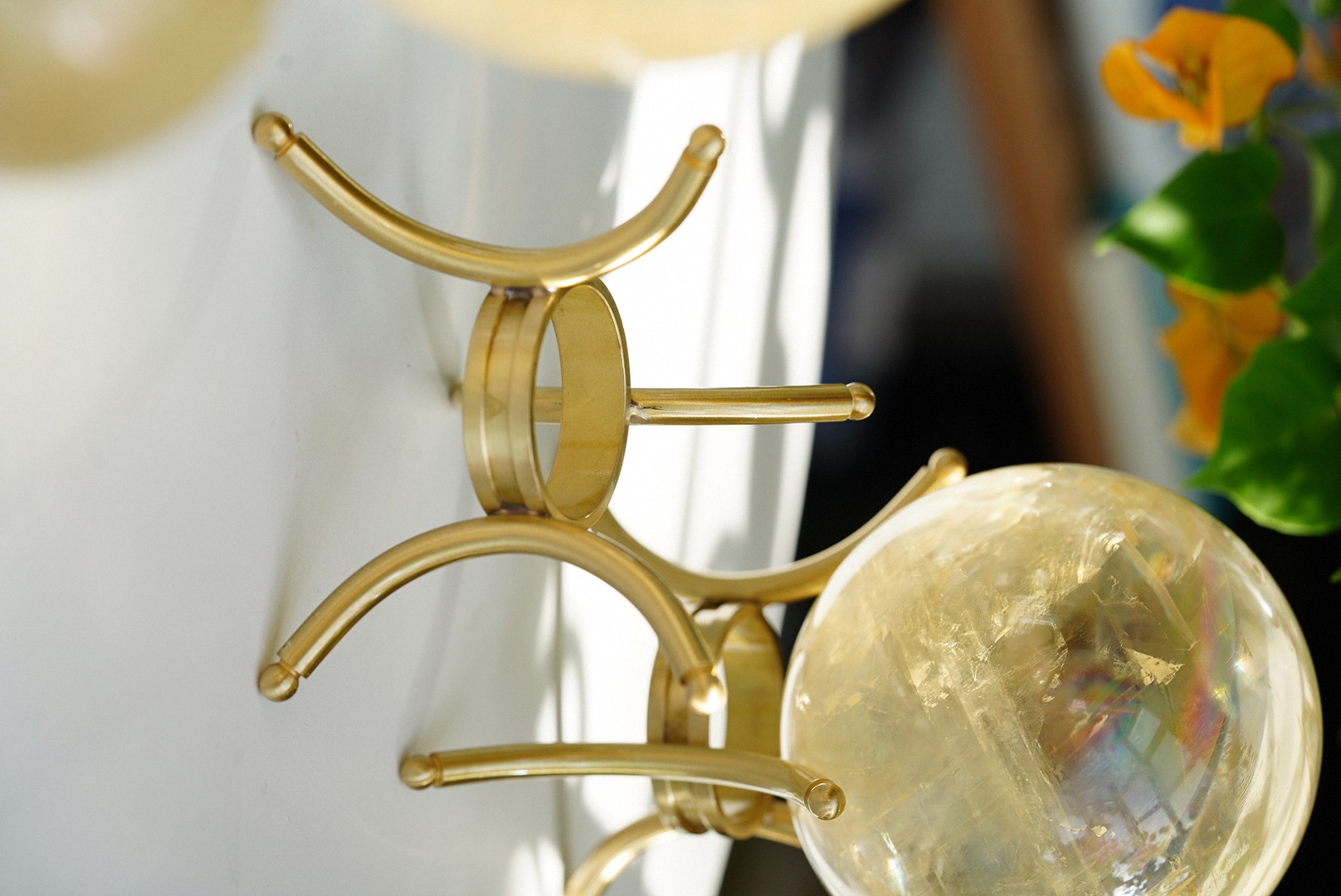 Solid Brass Crystal Sphere Stand, Reversible Display Base for Stone Balls, Tabletop Decor Holder for DIY & Wholesale