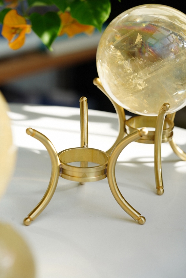 Solid Brass Crystal Sphere Stand, Reversible Display Base for Stone Balls, Tabletop Decor Holder for DIY & Wholesale