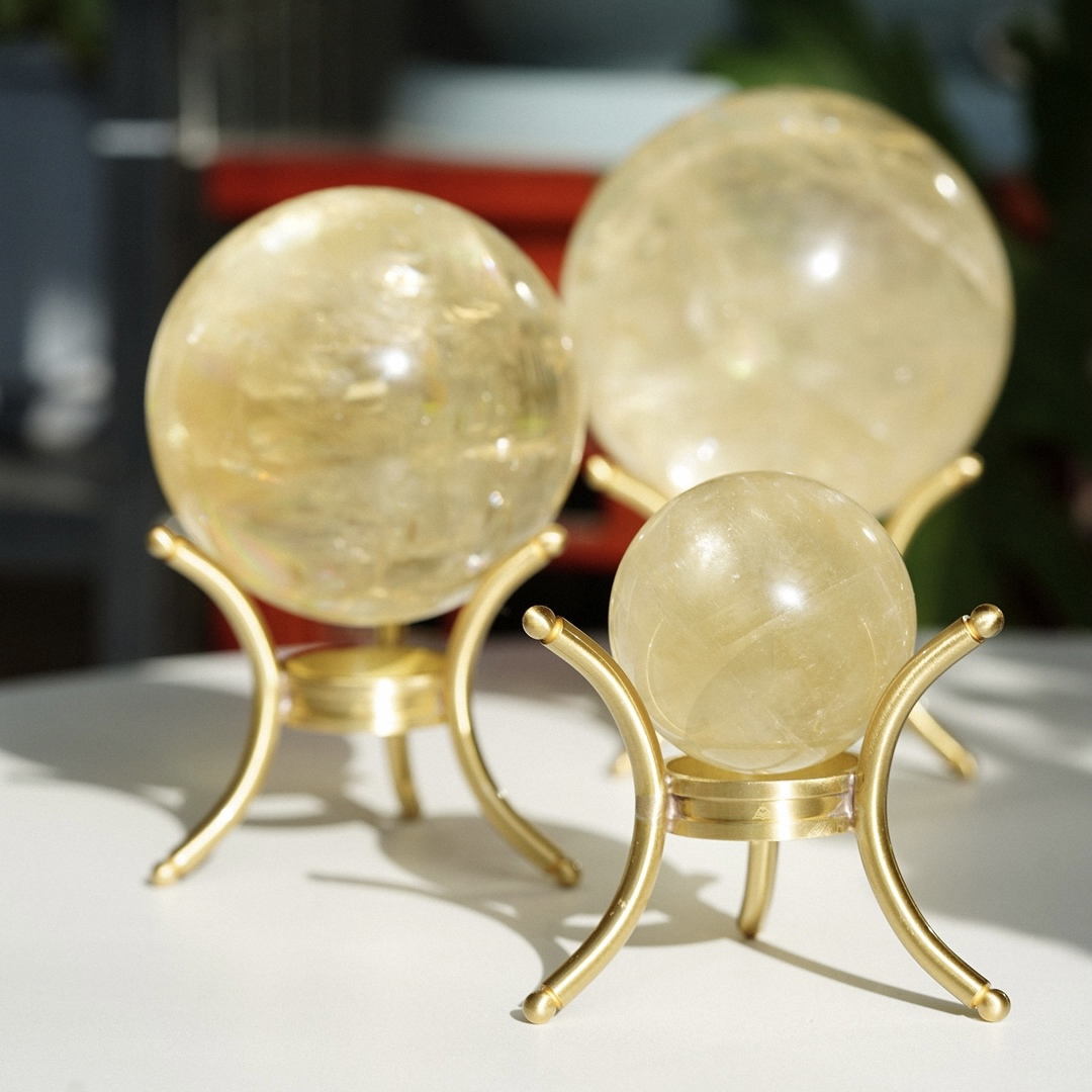 Solid Brass Crystal Sphere Stand, Reversible Display Base for Stone Balls, Tabletop Decor Holder for DIY & Wholesale
