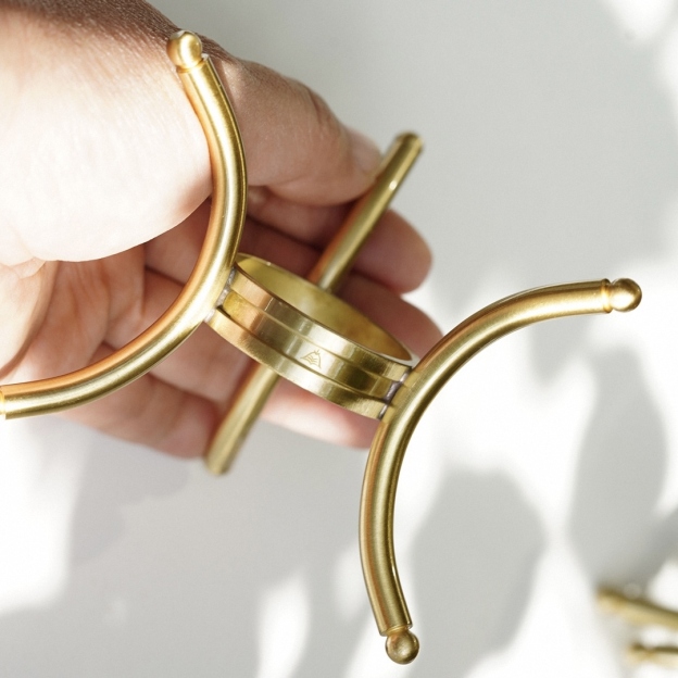 Solid Brass Crystal Sphere Stand, Reversible Display Base for Stone Balls, Tabletop Decor Holder for DIY & Wholesale