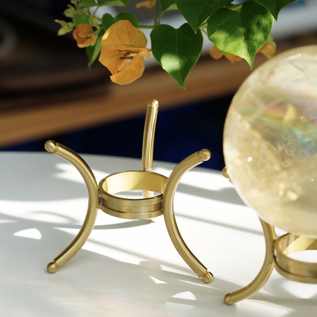 Solid Brass Crystal Sphere Stand, Reversible Display Base for Stone Balls, Tabletop Decor Holder for DIY & Wholesale