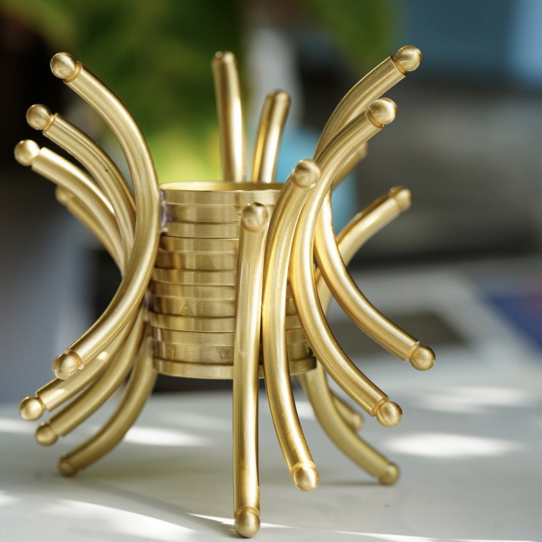 Solid Brass Crystal Sphere Stand, Reversible Display Base for Stone Balls, Tabletop Decor Holder for DIY & Wholesale