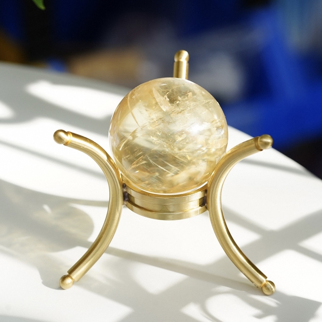 Solid Brass Crystal Sphere Stand, Reversible Display Base for Stone Balls, Tabletop Decor Holder for DIY & Wholesale