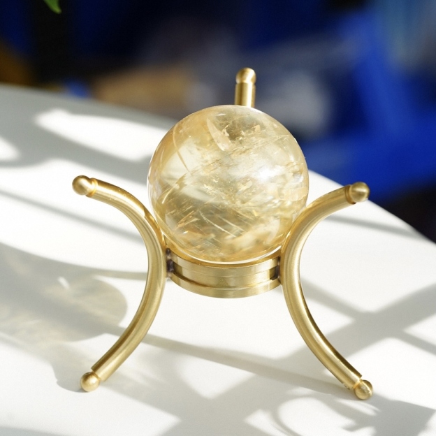 Solid Brass Crystal Sphere Stand, Reversible Display Base for Stone Balls, Tabletop Decor Holder for DIY & Wholesale