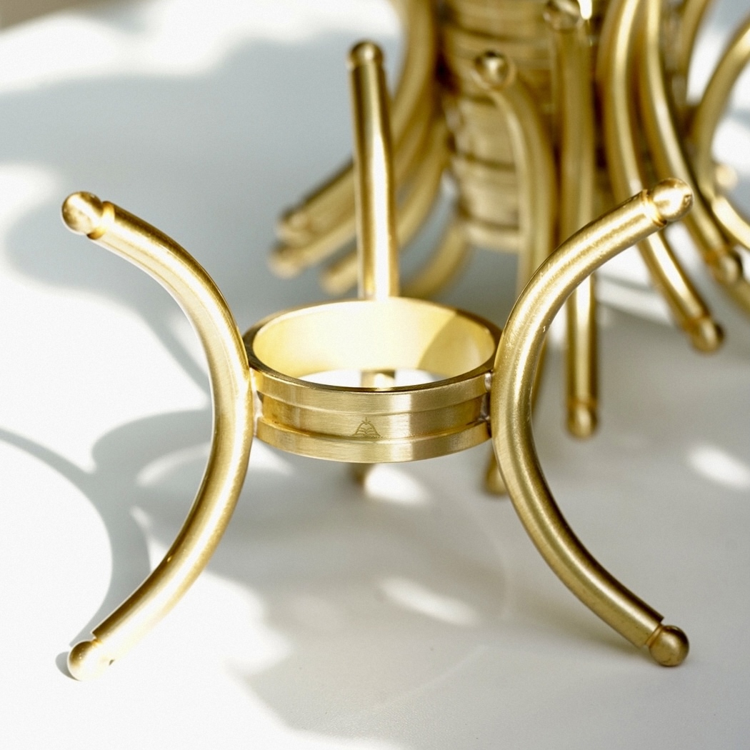 Solid Brass Crystal Sphere Stand, Reversible Display Base for Stone Balls, Tabletop Decor Holder for DIY & Wholesale