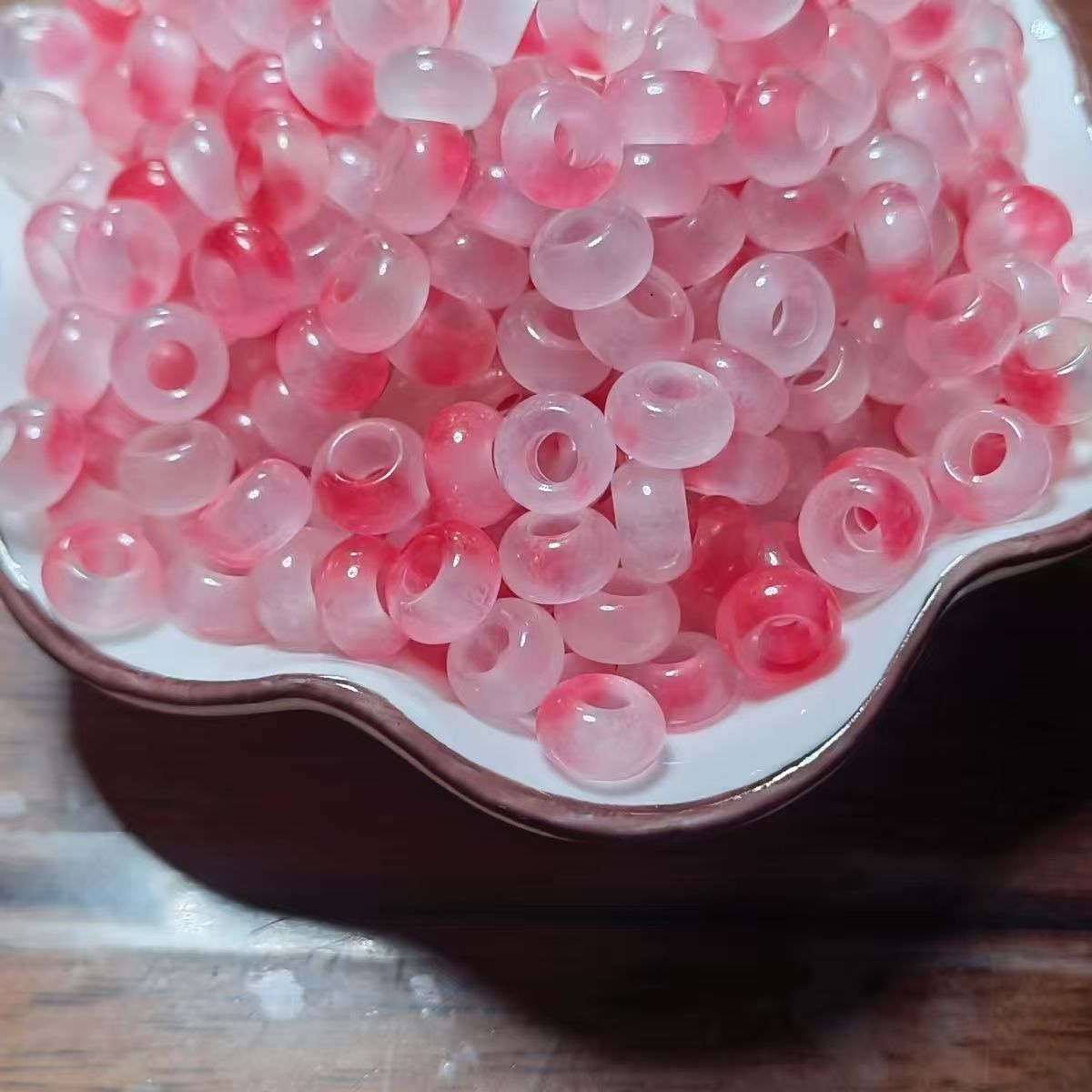 Icy Red White Floating Quartzite Jade Lucky Ring Beads 6x10mm, Natural Donut Beads for DIY Jewelry Making | stonevara