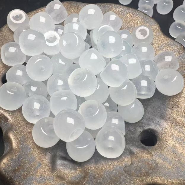Icy White Moonlight Basan Quartzite Jade Barrel Beads 7x8mm, Natural Clear White Spacer Beads for Bracelet Mala DIY Jewelry Making