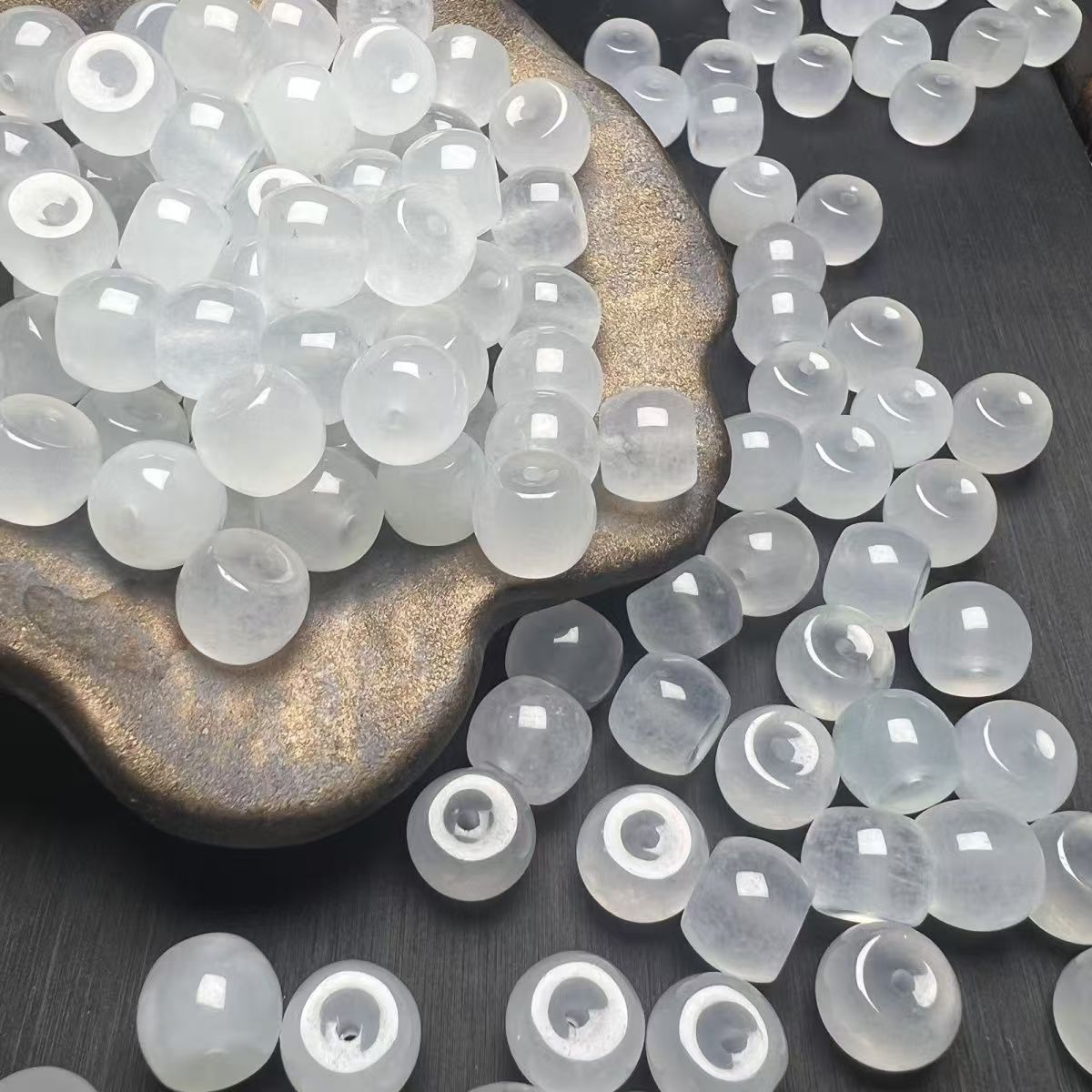 Icy White Moonlight Basan Quartzite Jade Barrel Beads 7x8mm, Natural Clear White Spacer Beads for Bracelet Mala DIY Jewelry Making