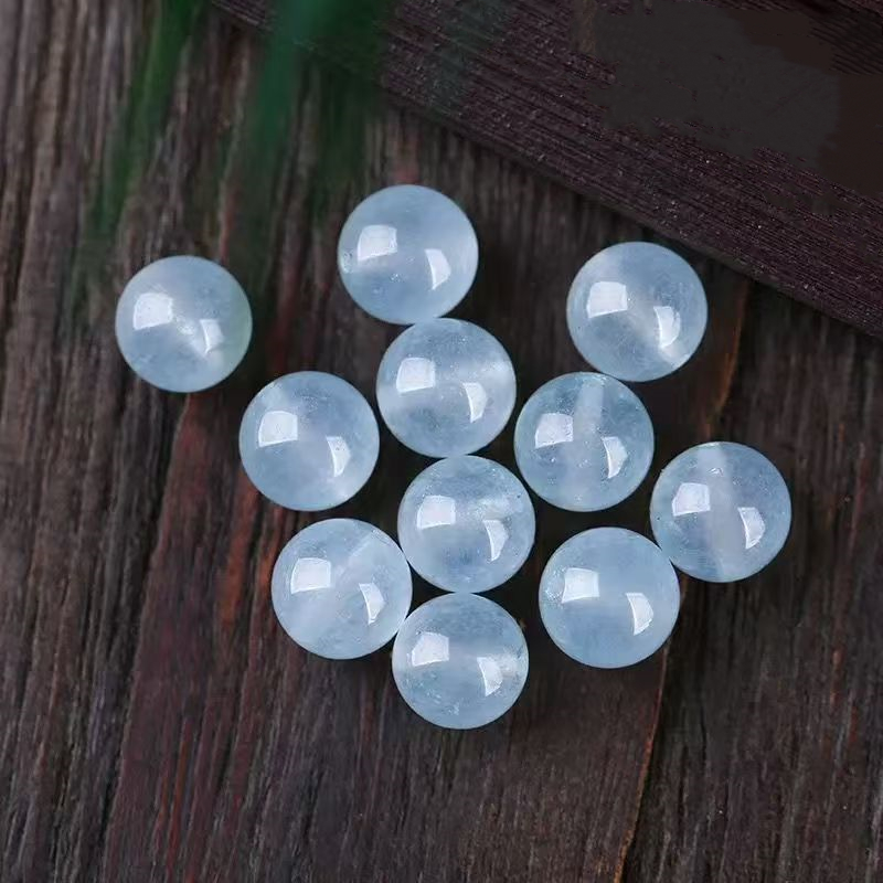 Glacier Blue Chalcedony Aquamarine Beads 6mm Round Ice Blue Gemstone Loose Spacer Beads for DIY Bracelet Necklace Jewelry Making 30PCS