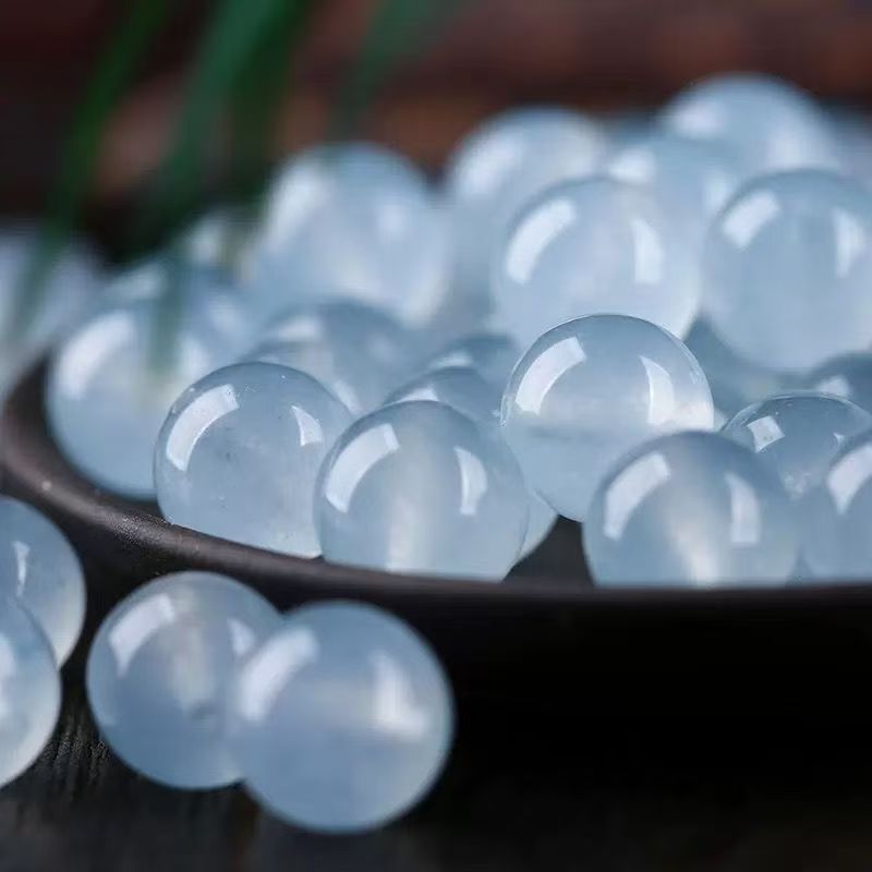 Glacier Blue Chalcedony Aquamarine Beads 6mm Ice Blue Round Gemstone
